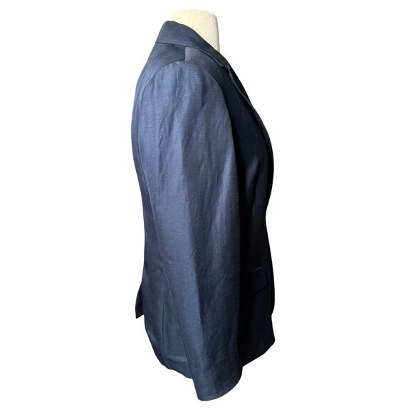Scotch & Soda Navy Blue Linen Blend Blazer Medium Single Button Preppy Lined - Picture 5 of 8